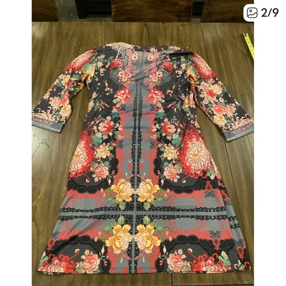 Johnny Was Floral faux Wrap Midi Dress - Picture 3 of 10